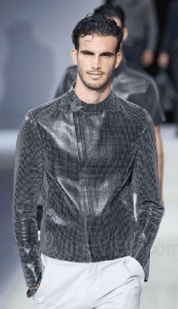 Emporio Armani SS2014 Emporio Armani Dark Grey Leather Perforated Laser-Cut Jacket Size US L / EU 52-54 / 3 - 2 Thumbnail