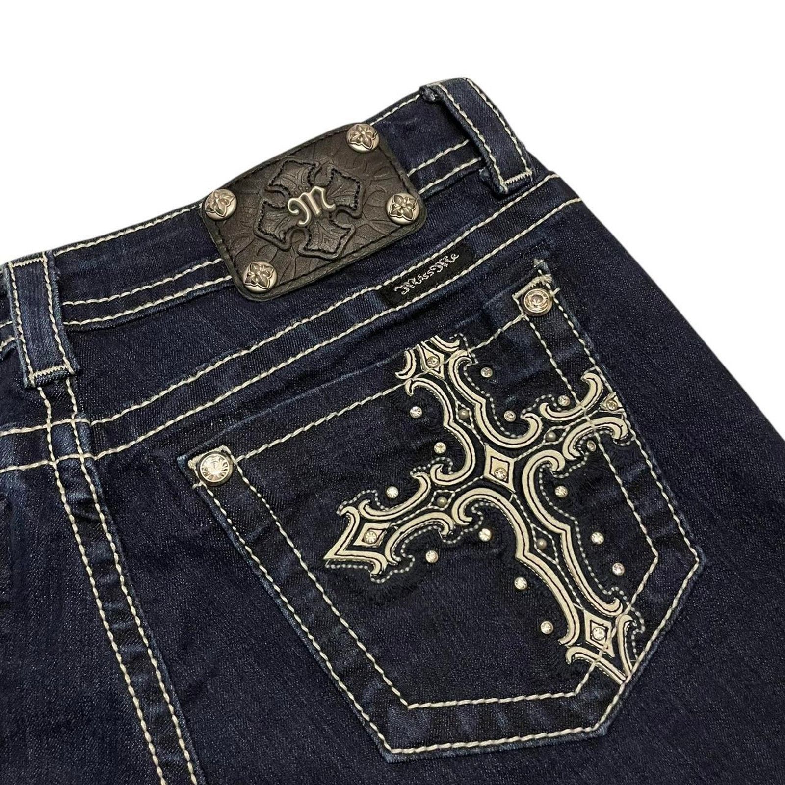 Miss Me VTG Y2K rave skater Miss Me bootcut jeans studded crosses Size 30" / US 8 / IT 44 - 4 Thumbnail