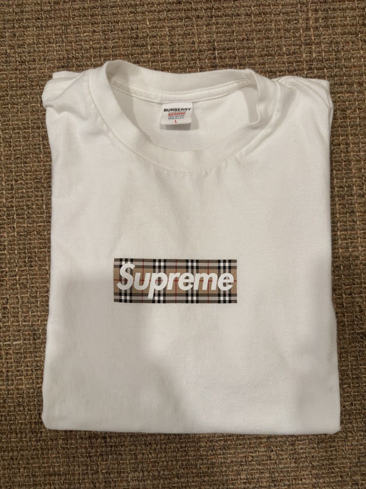 Supreme Supreme Burberry Box Logo Nova Check Tee Size L | Grailed