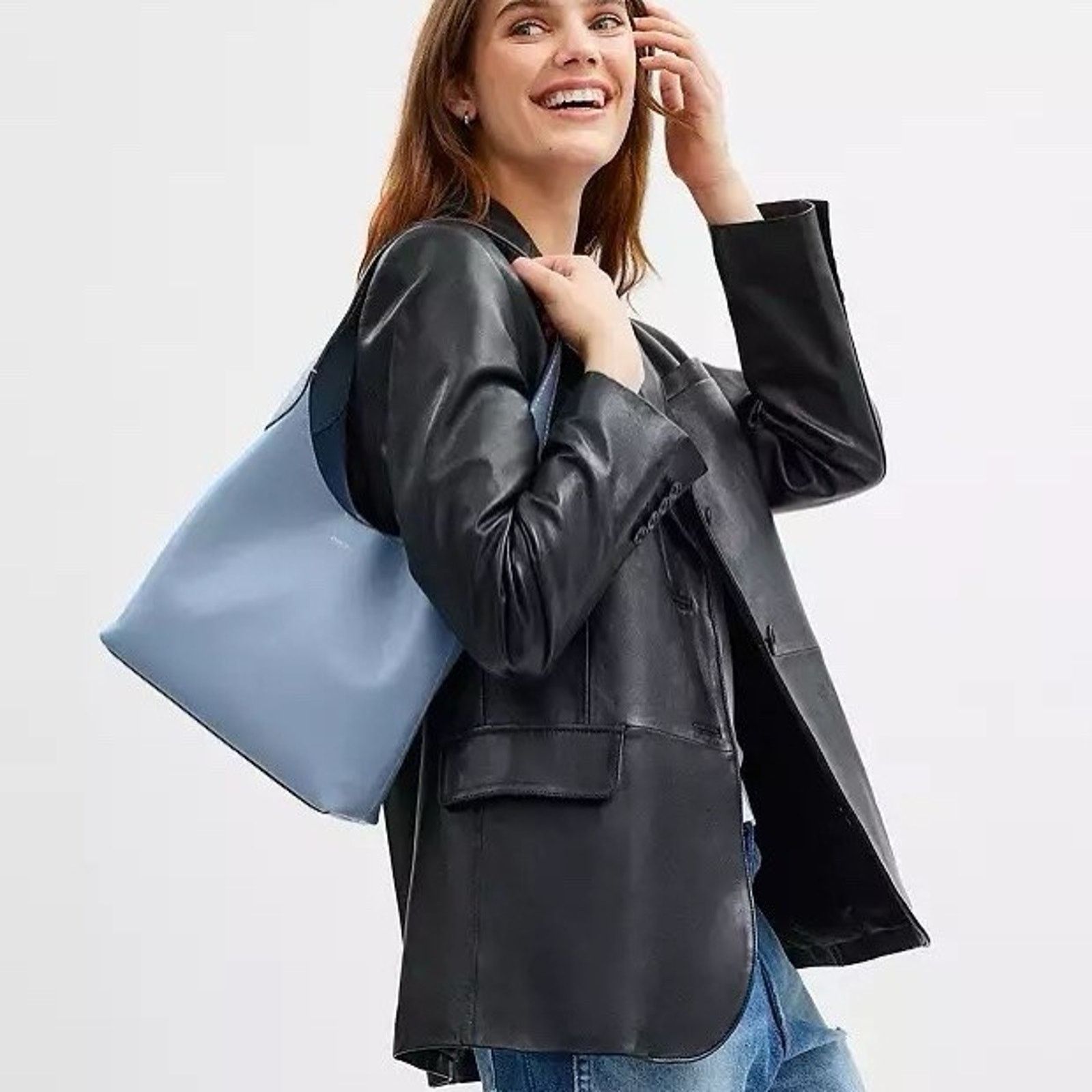 Coach NWT COACH Brooklyn Shoulder Bag 28 Leather Brass/Bluebell Size ONE SIZE - 12 Thumbnail