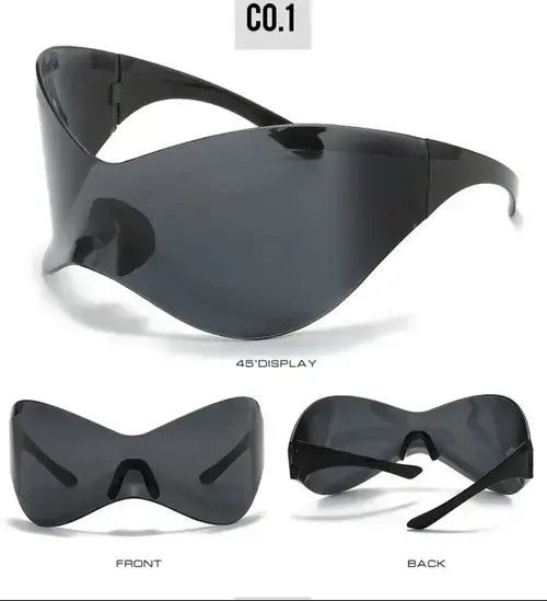 Electric Visual Black Color Oversized Punk Y2K Sunglasses Goggle styles Size ONE SIZE - 4 Thumbnail