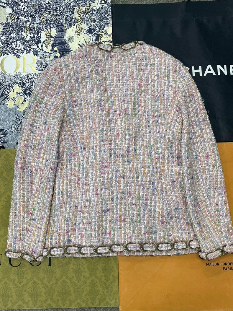 Chanel Chanel Pink chain tweed jacket Size XXS / US 00 / IT 34 - 3 Thumbnail