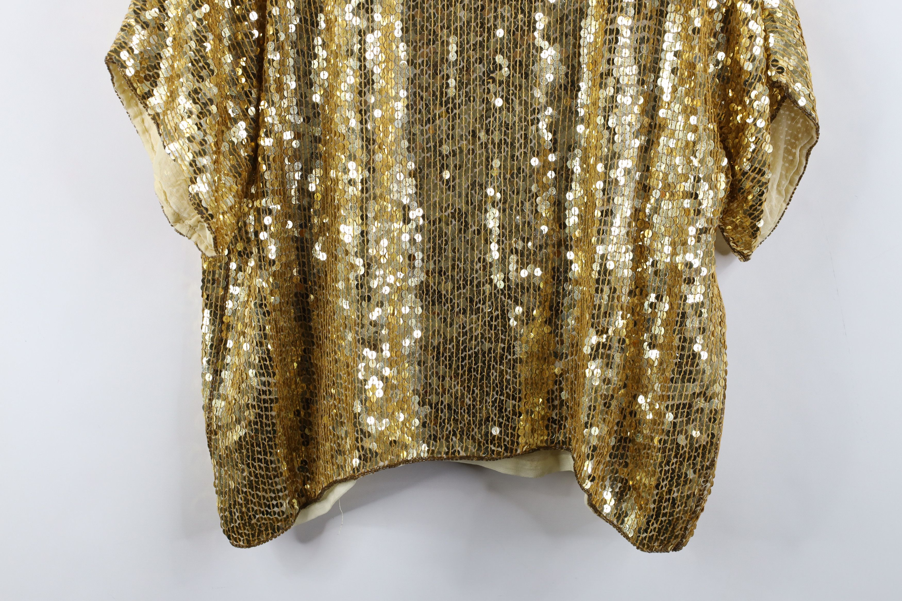 Vintage Vintage 80s 90s Rina Z Short Sleeve Disco Dance Shirt Gold Size L / US 10 / IT 46 - 3 Thumbnail