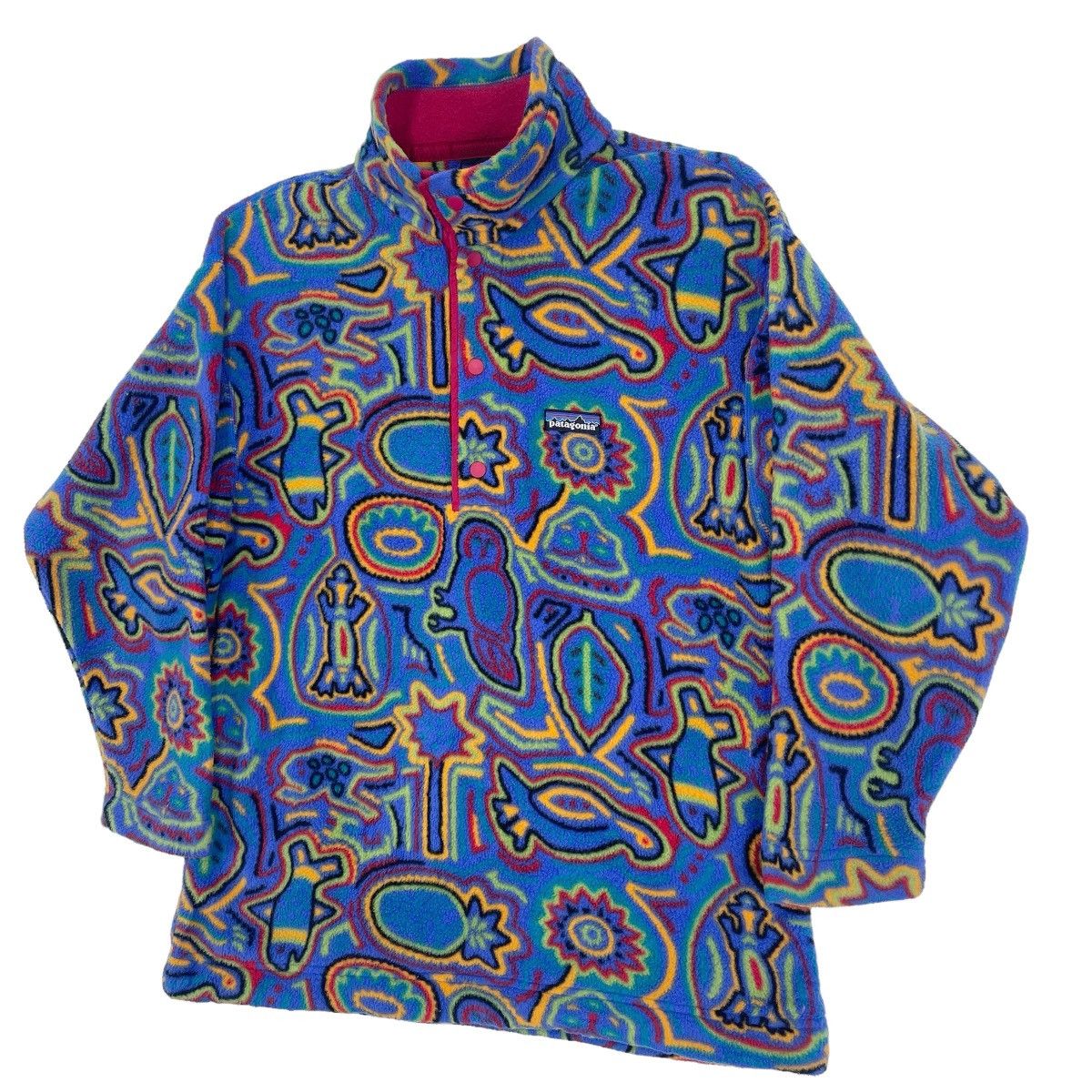Patagonia × Vintage 90’s Patagonia Art Rainbow Half Button Fleece Size S / US 4 / IT 40 - 3 Thumbnail