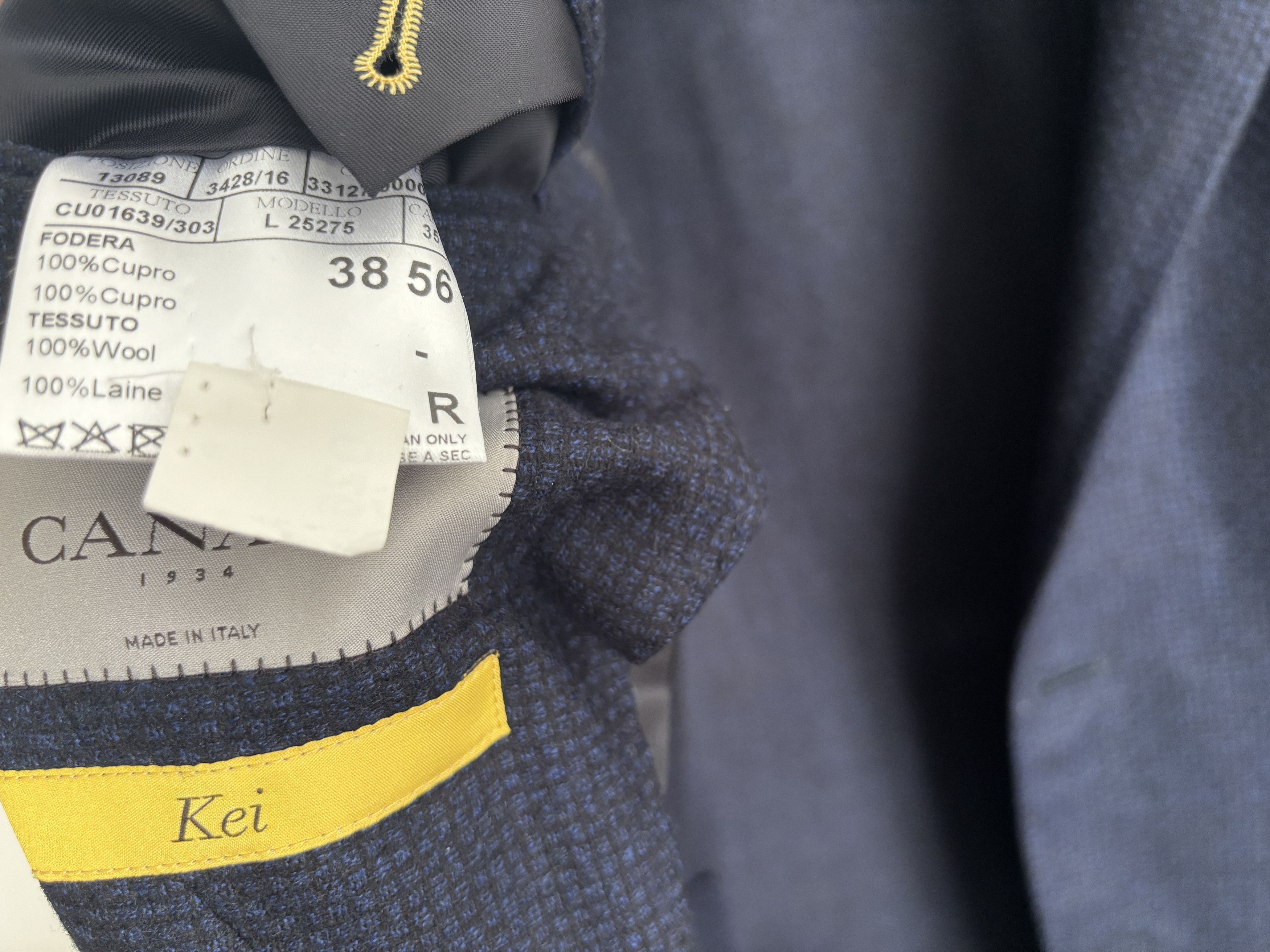 Canali $1595 Kei Navy Blue Microcheck Unstructured Wool Sport Coat Size 46R - 15 Thumbnail