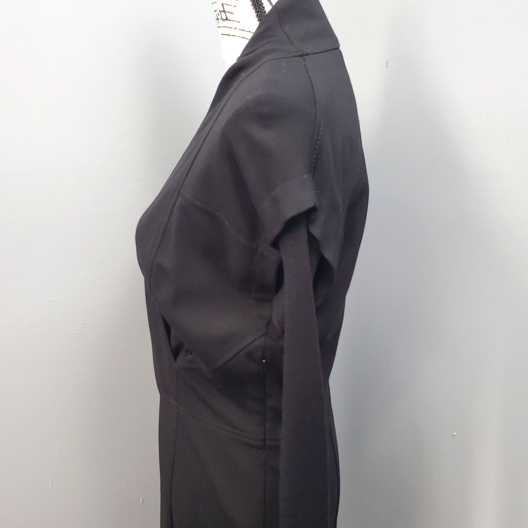 Vintage Et Cetera Bodycon Dress Womens Size 4 Black Viscose V-Neck Side Zip Knee Length Ribbed Sleeve Size S / US 4 / IT 40 - 5 Thumbnail