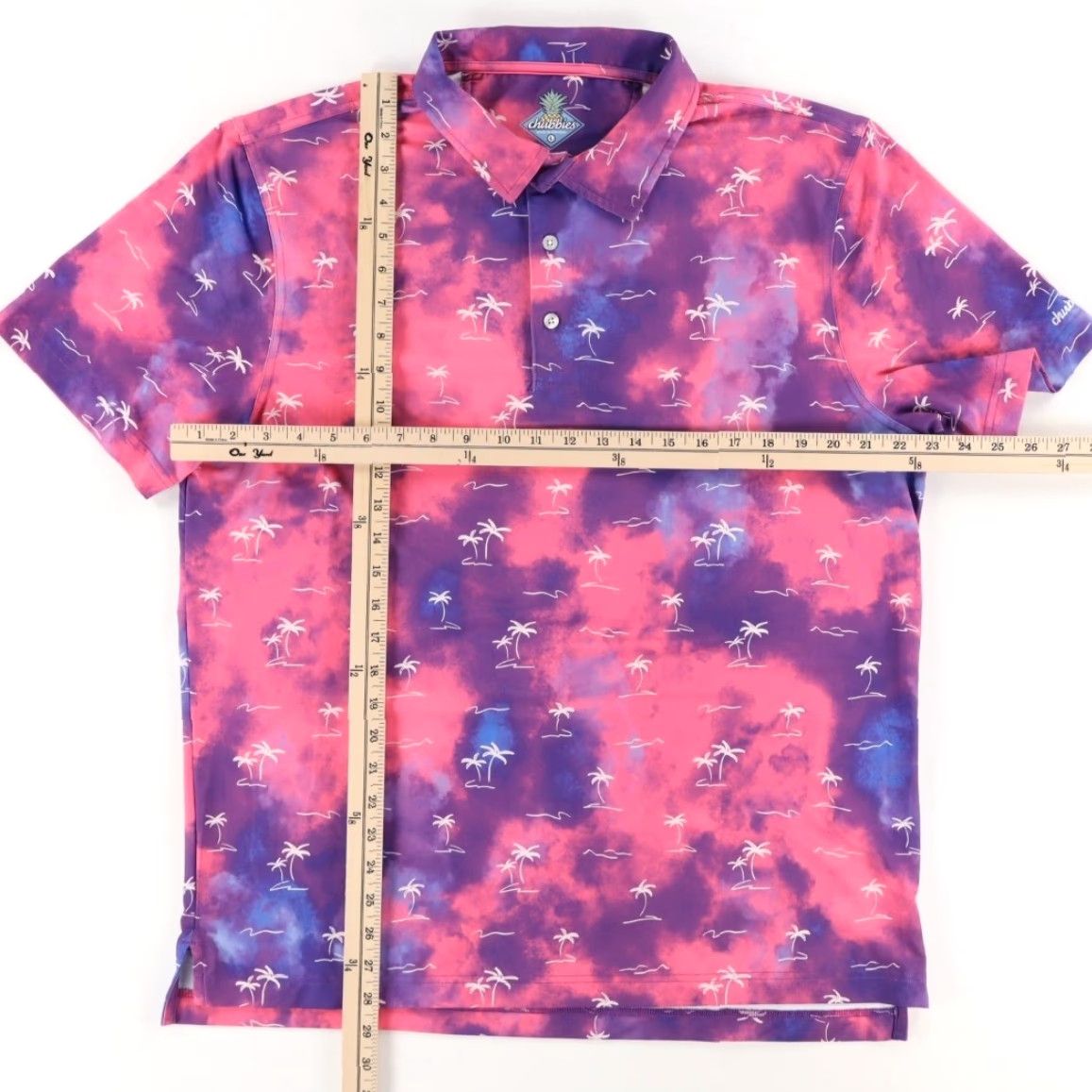 Chubbies Chubbies Polo Shirt Men L Galaxy Palm Tie-Dye High Stretch PInk Short Sleeve Size US L / EU 52-54 / 3 - 3 Thumbnail
