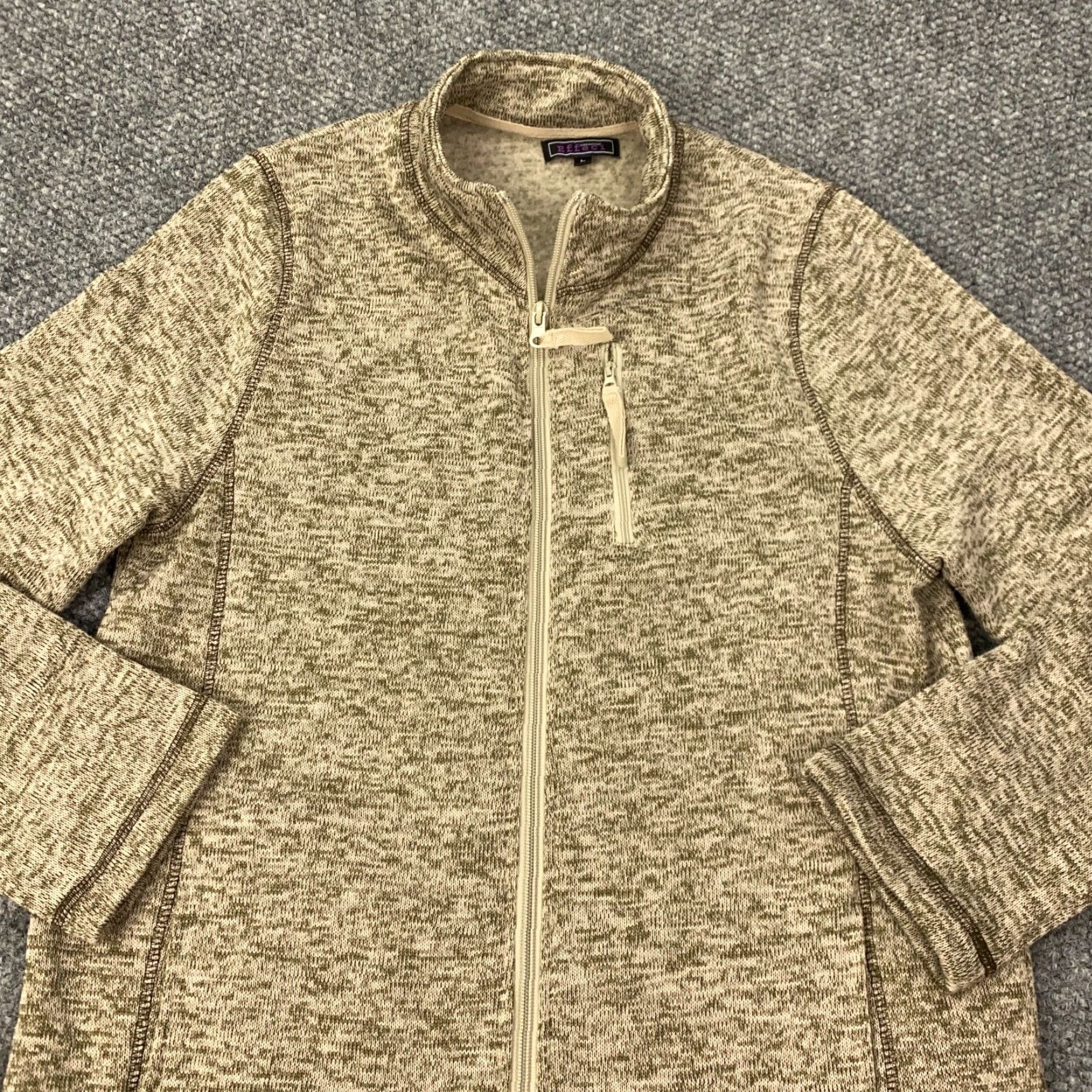 Vintage Effeci Creazioni Pullover Sweatshirt Womens Large Beige Full Zip Pockets Size L / US 10 / IT 46 - 2 Thumbnail