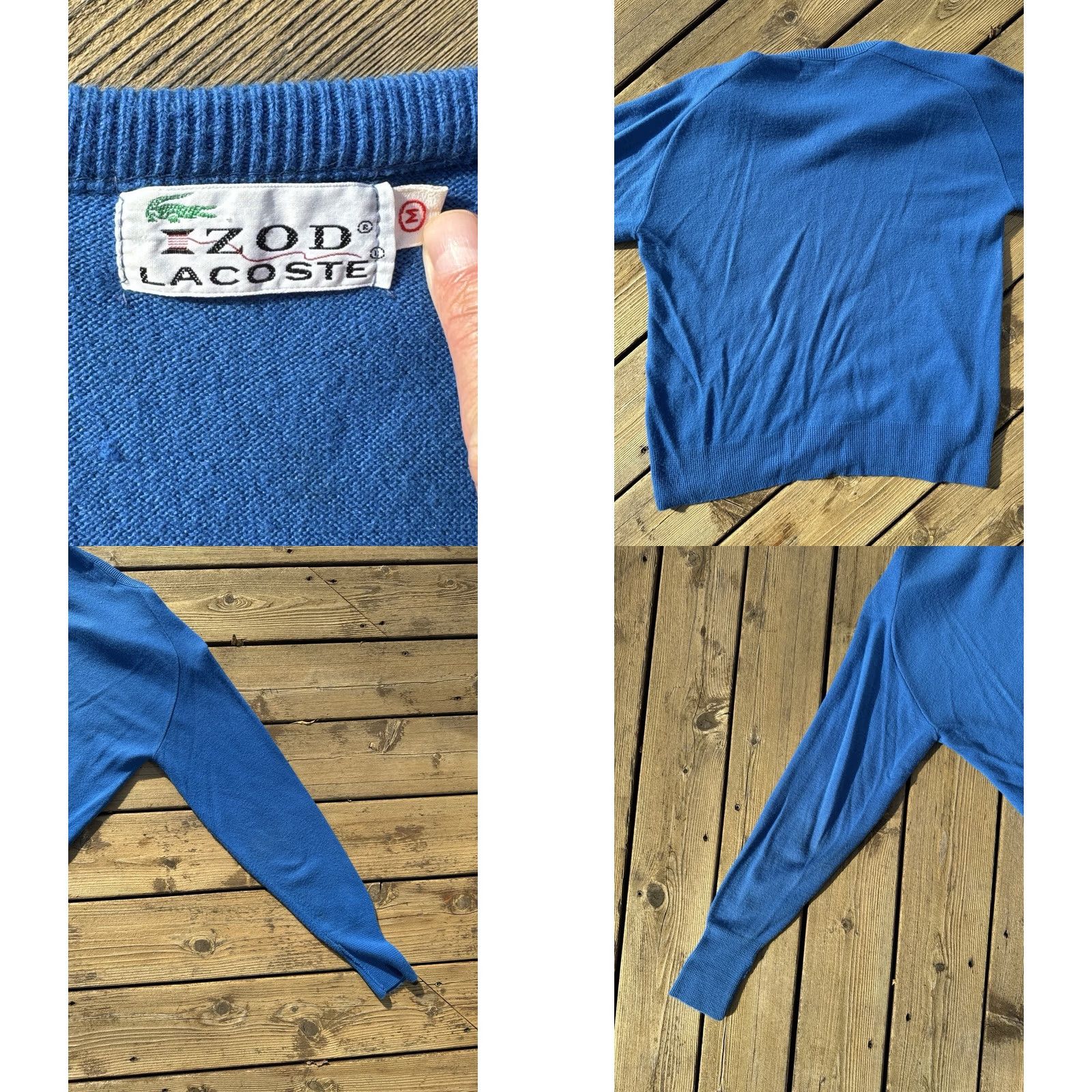 Lacoste VINTAGE Lacoste Sweater Blue Crocodile Logo V Neck Medium Mens Size US M / EU 48-50 / 2 - 8 Thumbnail