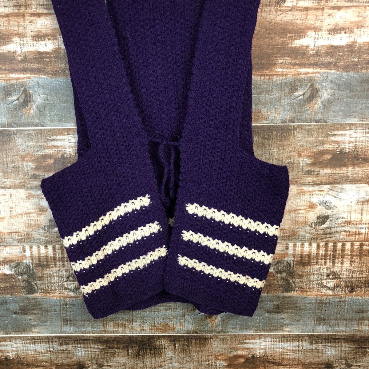 Homespun Knitwear × Japanese Brand × Vintage Japanese Brand Dark Purple Knitwear Vest #A2249 Size M / US 6-8 / IT 42-44 - 3 Thumbnail