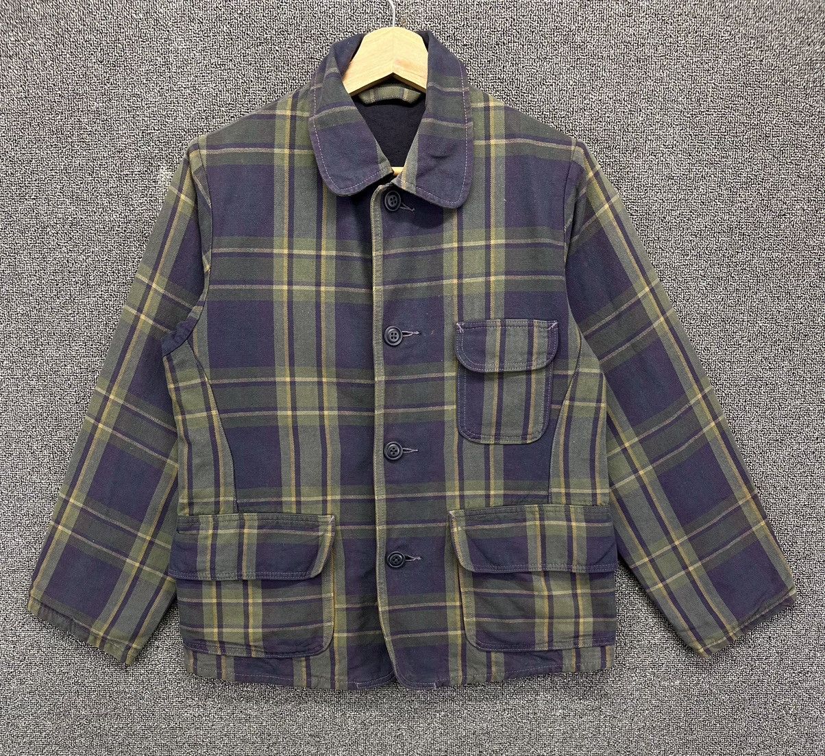 45rpm Vintage 90s 45Rpm Rare Shadow Plaid Button Up Jacket Size M / US 6-8 / IT 42-44 - 1 Thumbnail