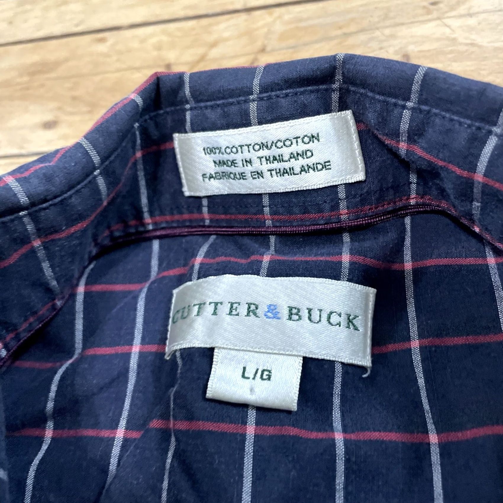 Cutter & Buck Cutter & Buck Button-Up Shirt Men L Gray Red Check Plaid Oxford Western Classic Size US L / EU 52-54 / 3 - 5 Thumbnail