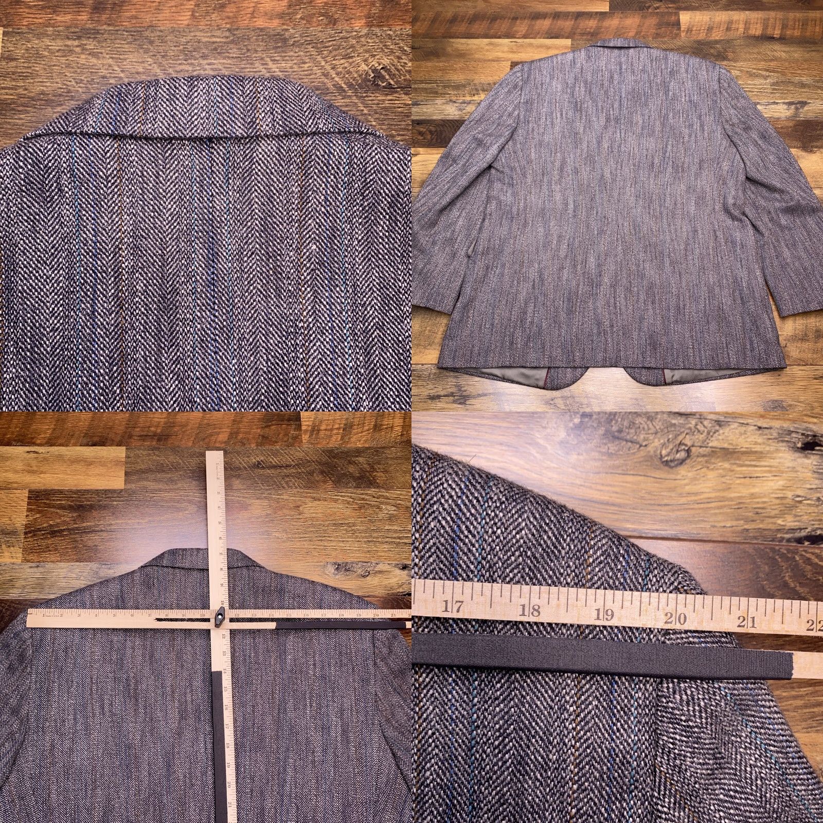 Haggar VINTAGE Haggar Imperial Sport Coat Gray Wool Tweed Herringbone USA 48R Blazer Regular Notch Single-Breasted Two-Button Front Jacket Size 48R - 8 Thumbnail