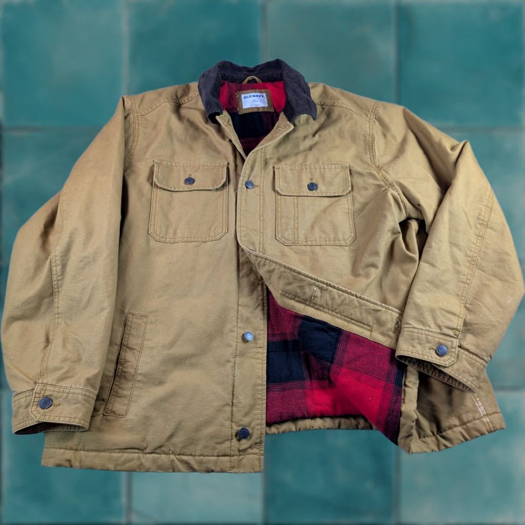Old Navy Old Navy Jacket Men 2XL Tan Corduroy Collar Chore Coat Barn Flannel Lined Jacket Size US XXL / EU 58 / 5 - 1 Thumbnail