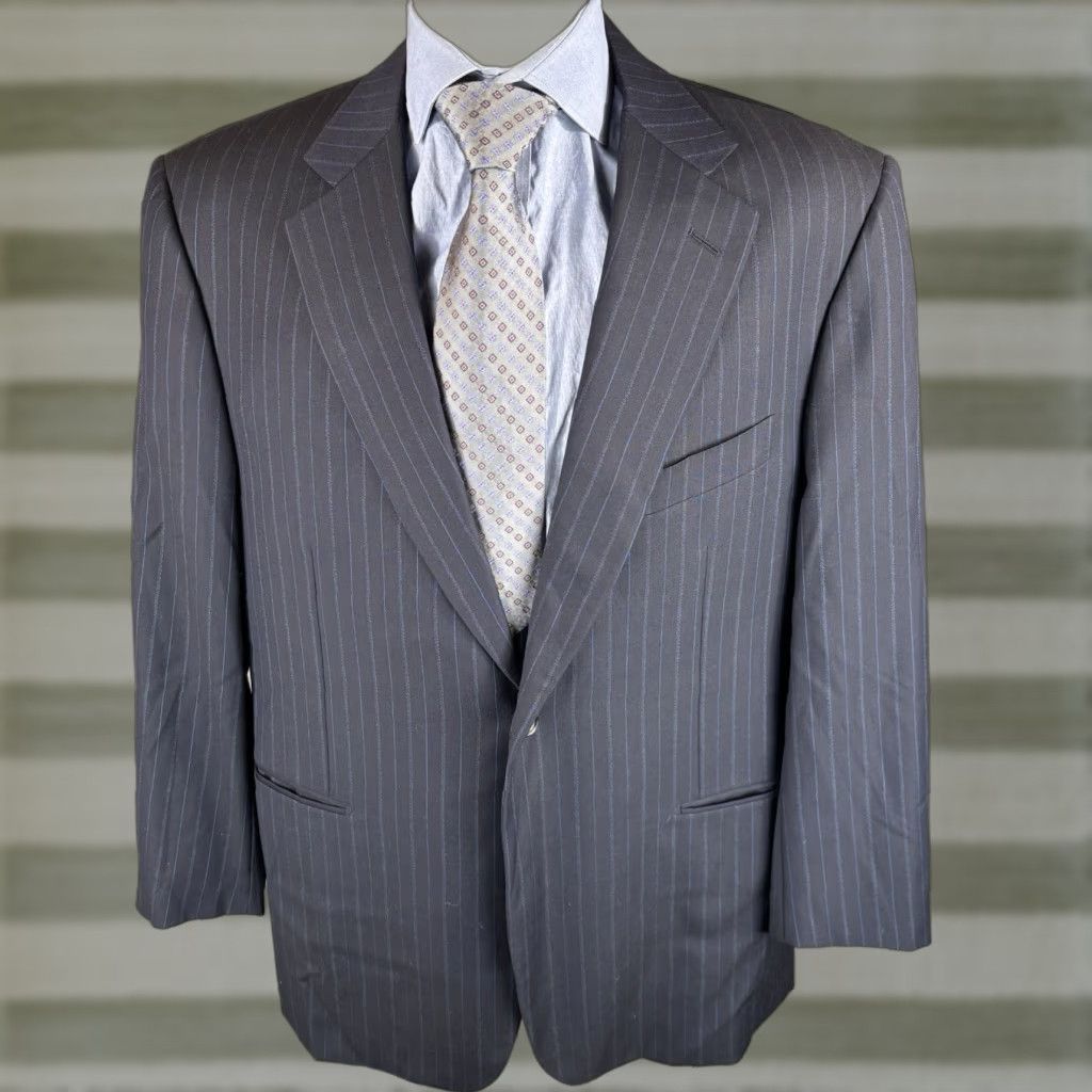 Pal Zileri Pal Zileri Loro Piana Blazer 44L Navy Pinstripe Wool Italy Blazer Men 44 Long Notch Lapel Double-Vented Wool Italy Blazer, Dry Clean Only, Brown? Size 44R - 1 Thumbnail