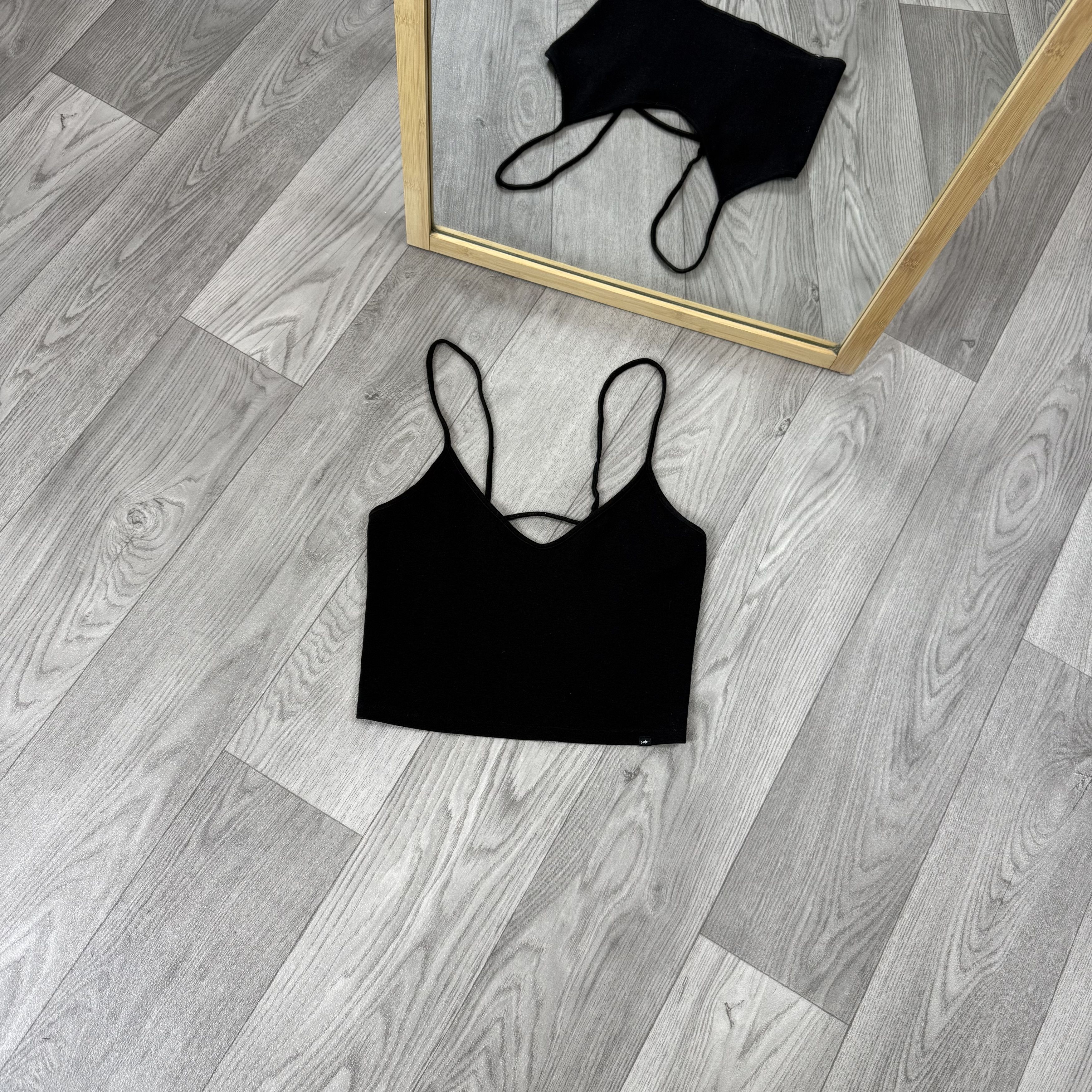 Vintage Vintage Crop Top Mesh Back 90s Black Tank Crop Top Shirt Size S / US 4 / IT 40 - 2 Thumbnail