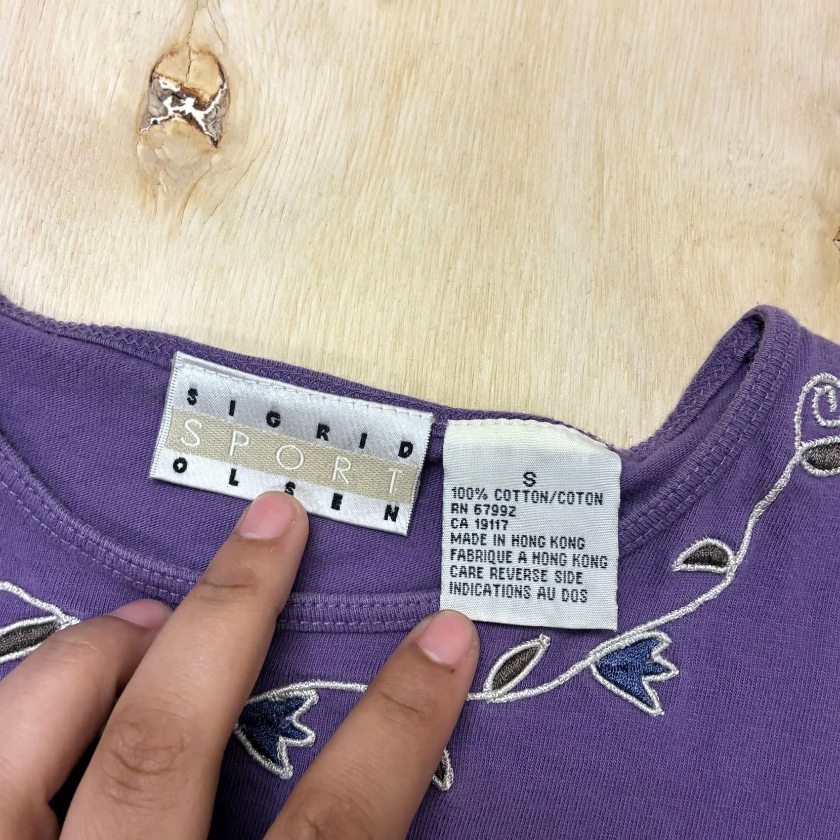 Vintage Sigrid Olsen Sport Shirt Womens Small Purple Floral Embroidered Long Sleeve Top Size S / US 4 / IT 40 - 3 Thumbnail