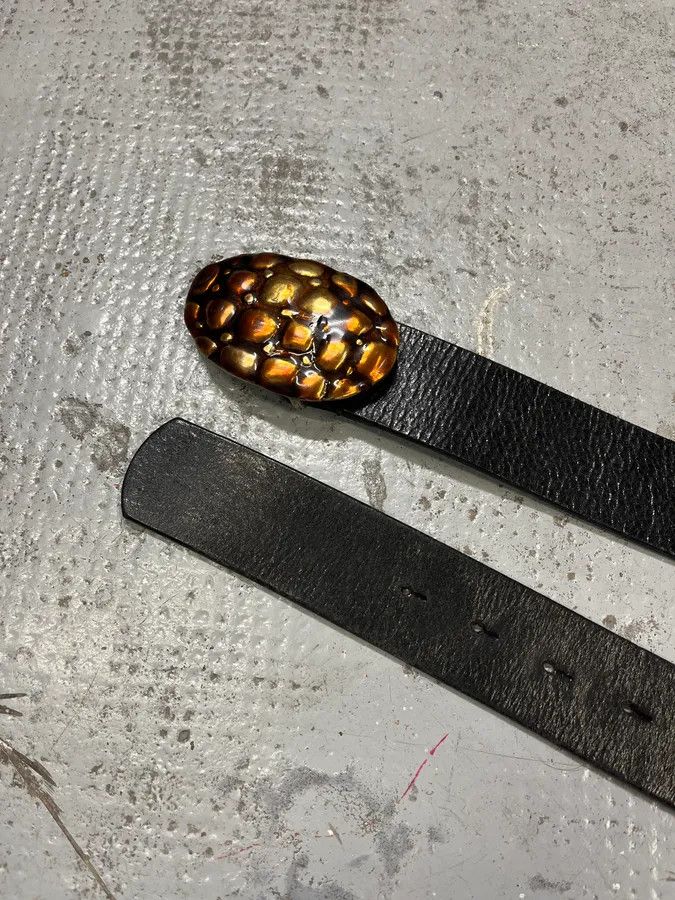 Just Cavalli 2000s Cavalli Turtle Shell Black Leather Belt Size ONE SIZE - 5 Thumbnail