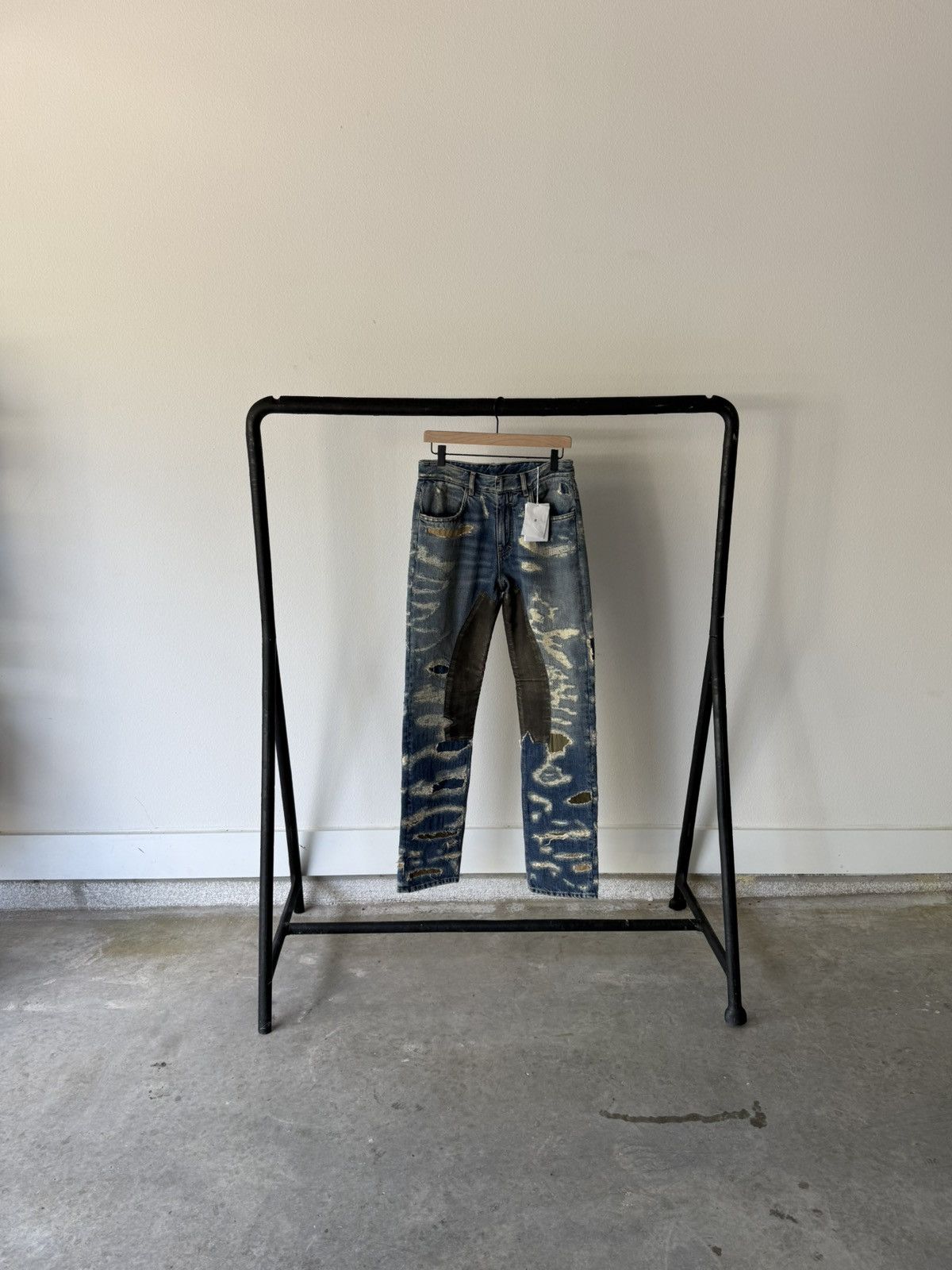 Givenchy Givenchy F/W 2022 Boro Repaired Distressed Moleskin Denim
