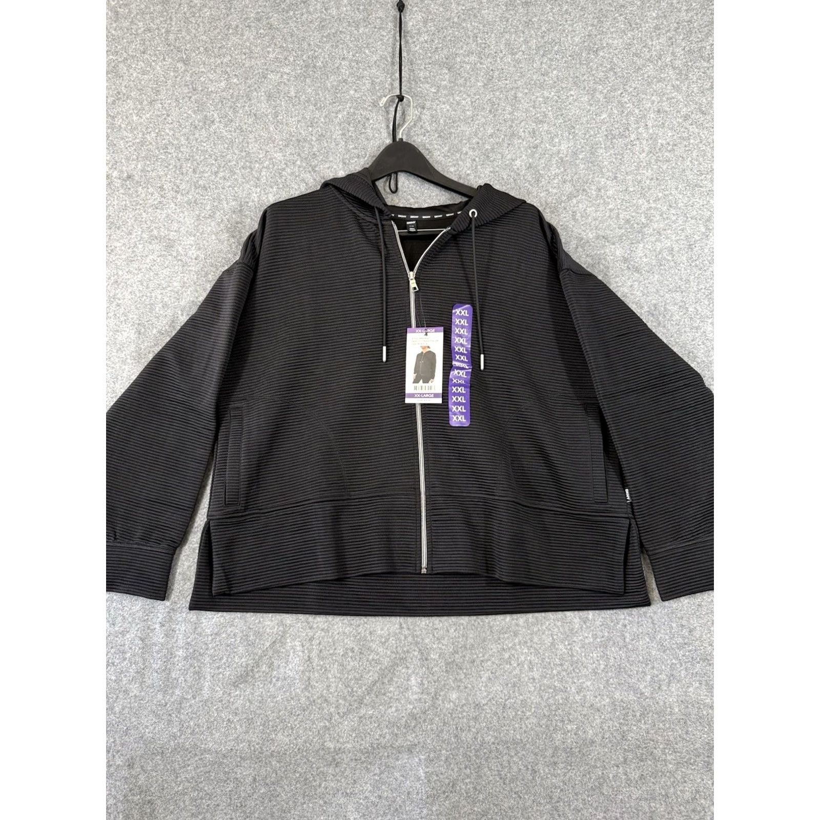 DKNY DKNY Ottoman Full-Zip Hoodie Womens 2XL Black Ribbed Stretch Pockets NWT Size XXL / US 16-18 / IT 52-54 - 2 Thumbnail