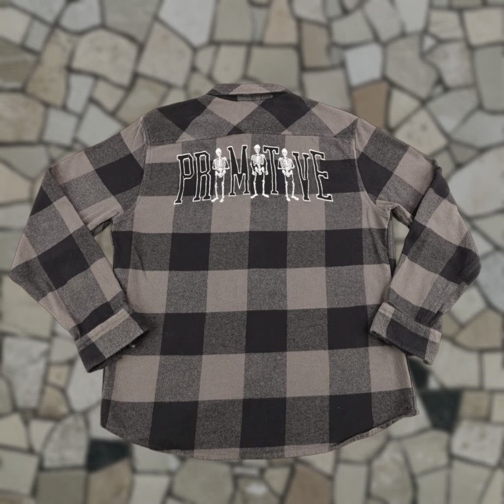 Primitive VINTAGE Primitive Apparel Plaid Flannel Shirt Mens Medium Long Sleeve Cotton Casual Skater Skull Embroidered Size US M / EU 48-50 / 2 - 1 Thumbnail