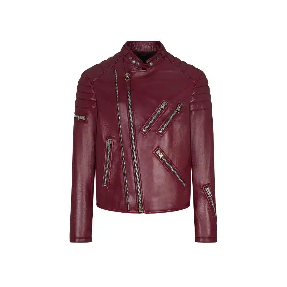 Tom Ford o1loc1c0225 LXI002 Biker Jacket in Burgandy Size US XL / EU 56 / 4 - 1 Thumbnail