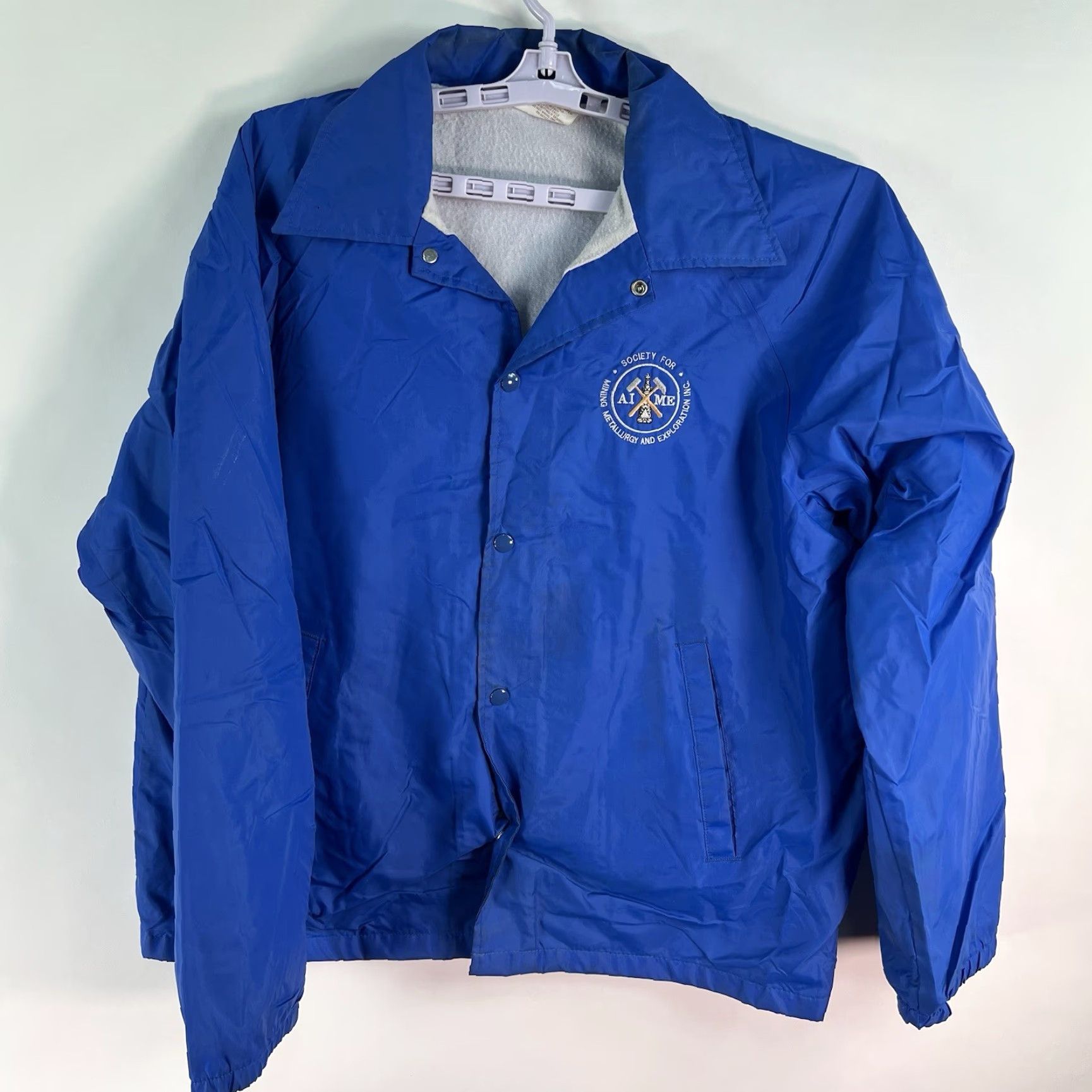 Vintage VTG AIME Society For Mining Metallurgy & Exploration Jacket Men’s SZ L Blue Shirt Windbreaker 80s Mens Size US L / EU 52-54 / 3 - 6 Thumbnail