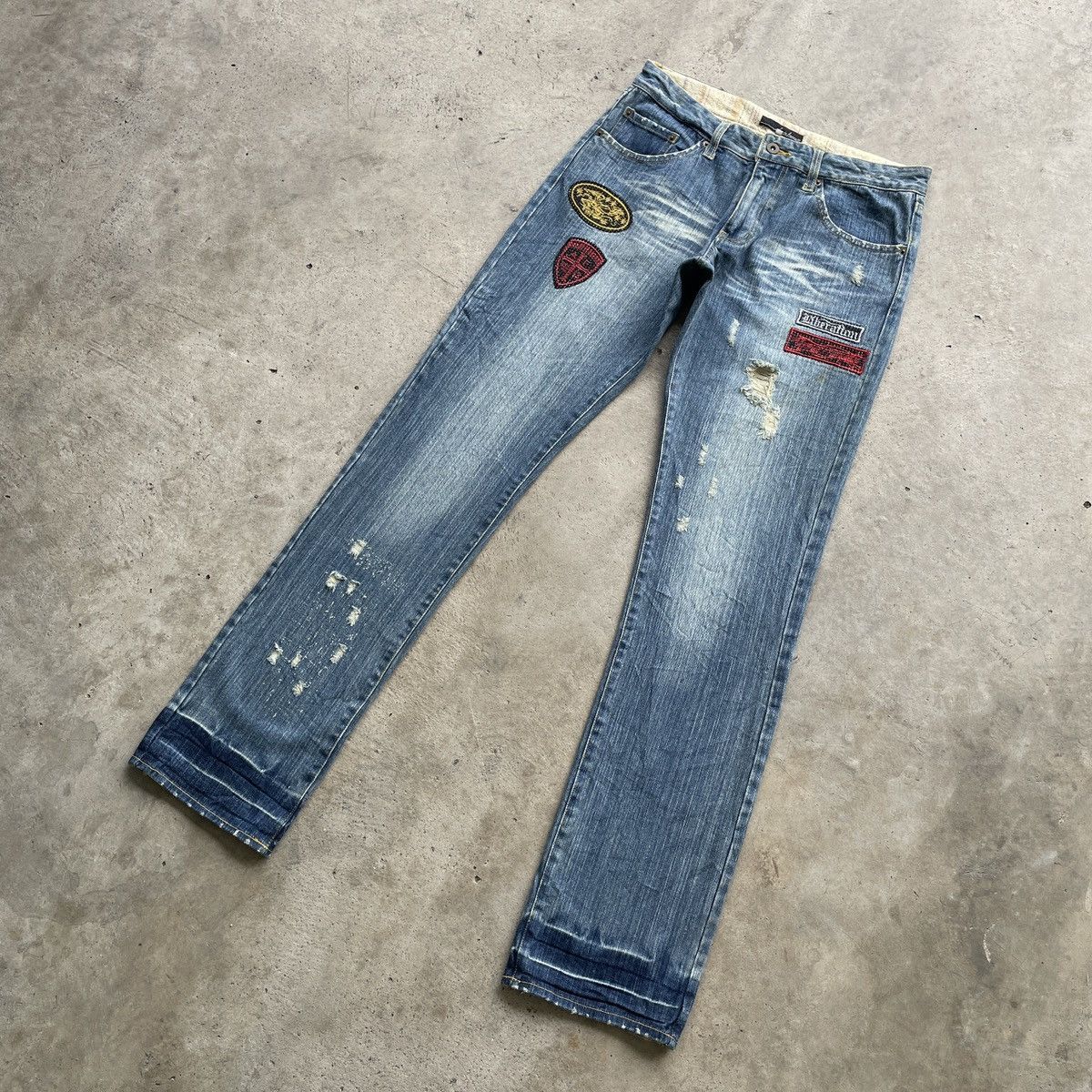 Japanese Brand × Jean Vintage Japan Armee Francaise Patch Faded Jeans Pants Denim Size US 32 / EU 48 - 2 Thumbnail