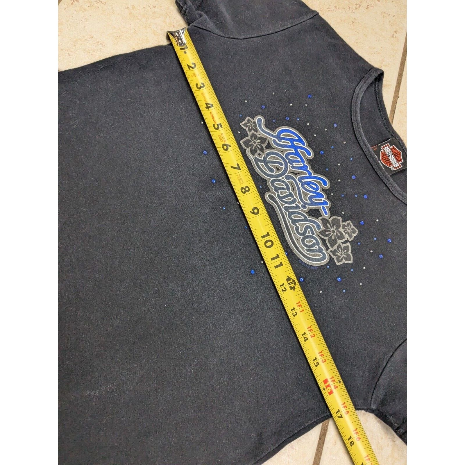 Harley Davidson Harley Davidson Shirt Sz L Black Rhinestones Logo Reno Size L / US 10 / IT 46 - 4 Thumbnail