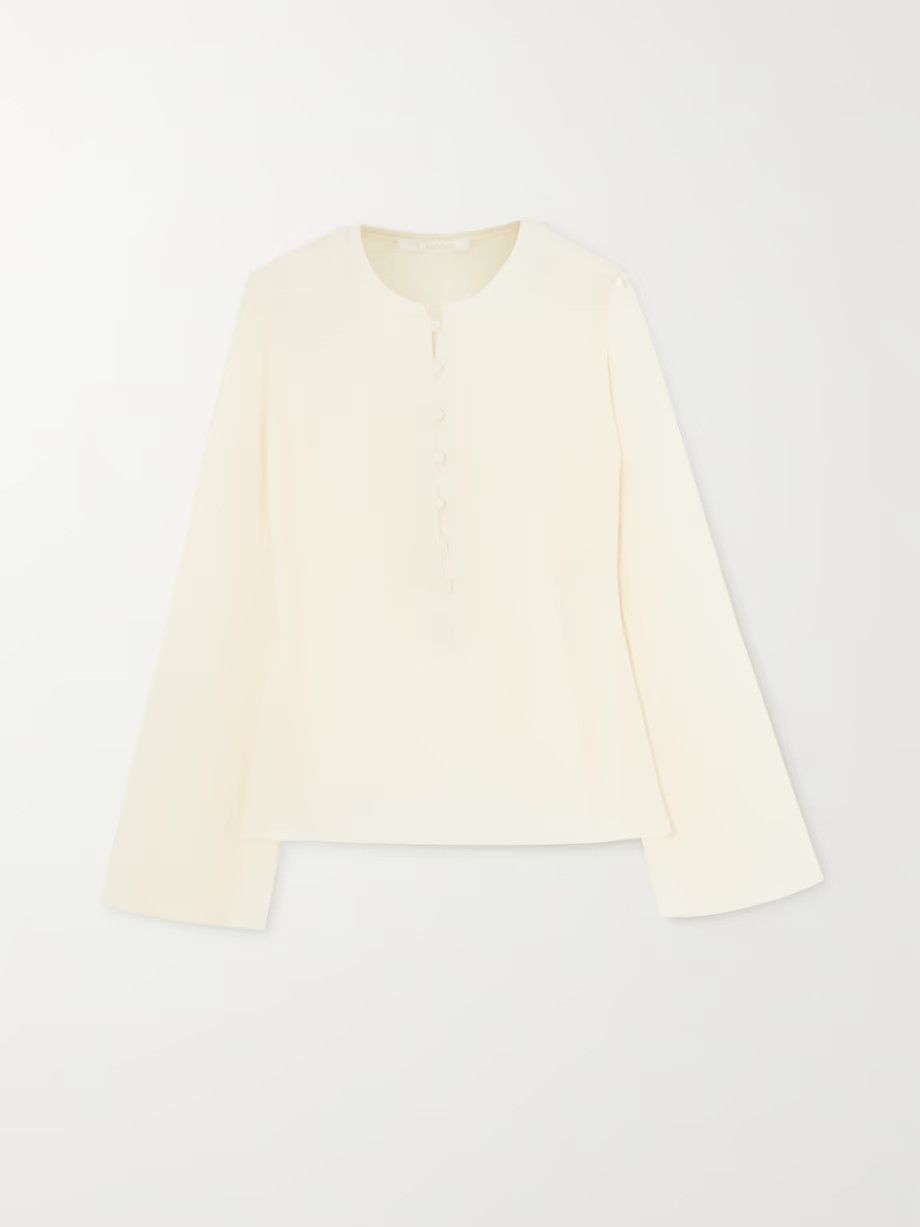 Chloe o1y0825 Silk Blouse in Cream Size S / US 4 / IT 40 - 1 Thumbnail