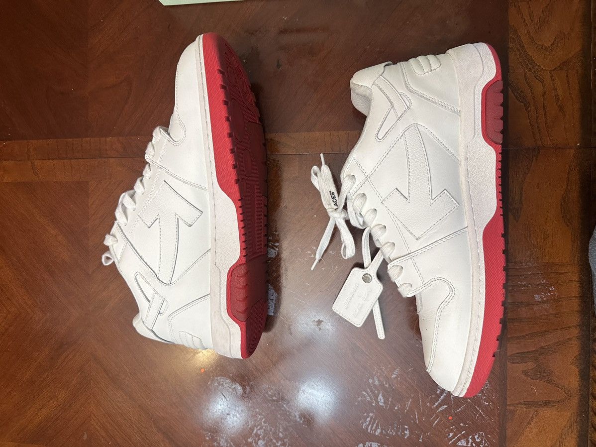 Off-White OFF-WHITE White & Red Out Of Office 'For Walking' Sneakers Size US 12 / EU 45 - 3 Thumbnail