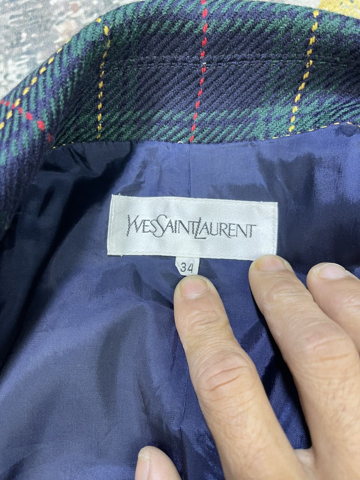 Yves Saint Laurent Yvest Saint Laurent Multicolor Plaid Blazer Jacket Size XXS / US 00 / IT 34 - 16 Thumbnail