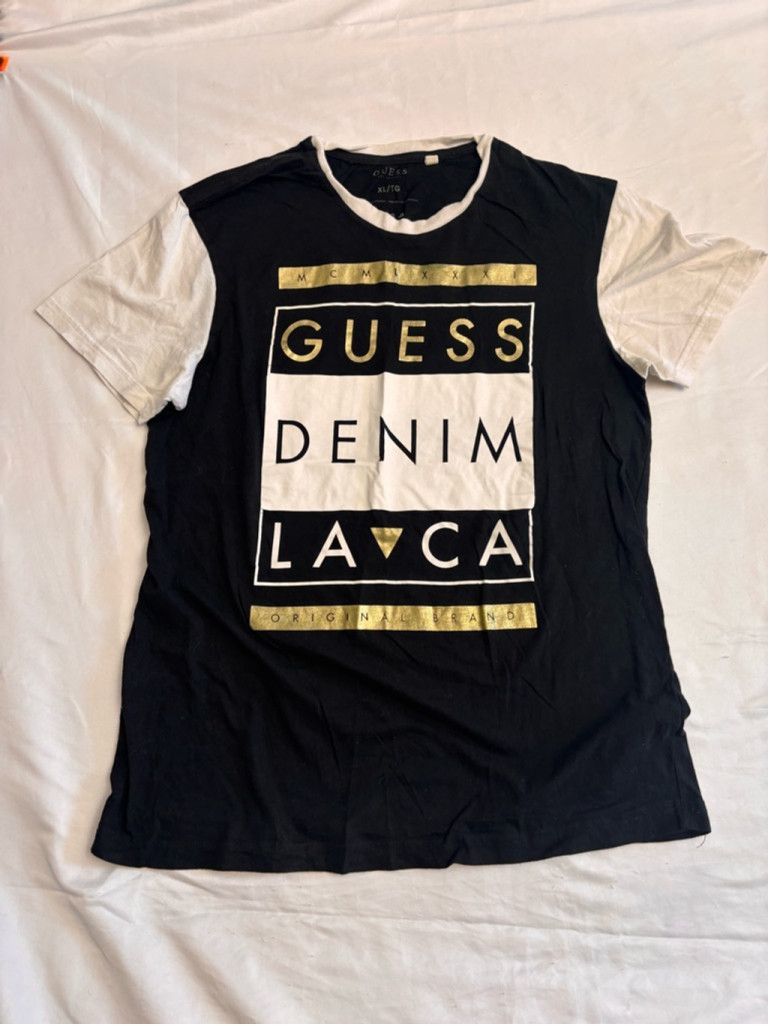 Guess Men's Guess T-shirt XL Black White Short Sleeve Size US XL / EU 56 / 4 - 1 Thumbnail