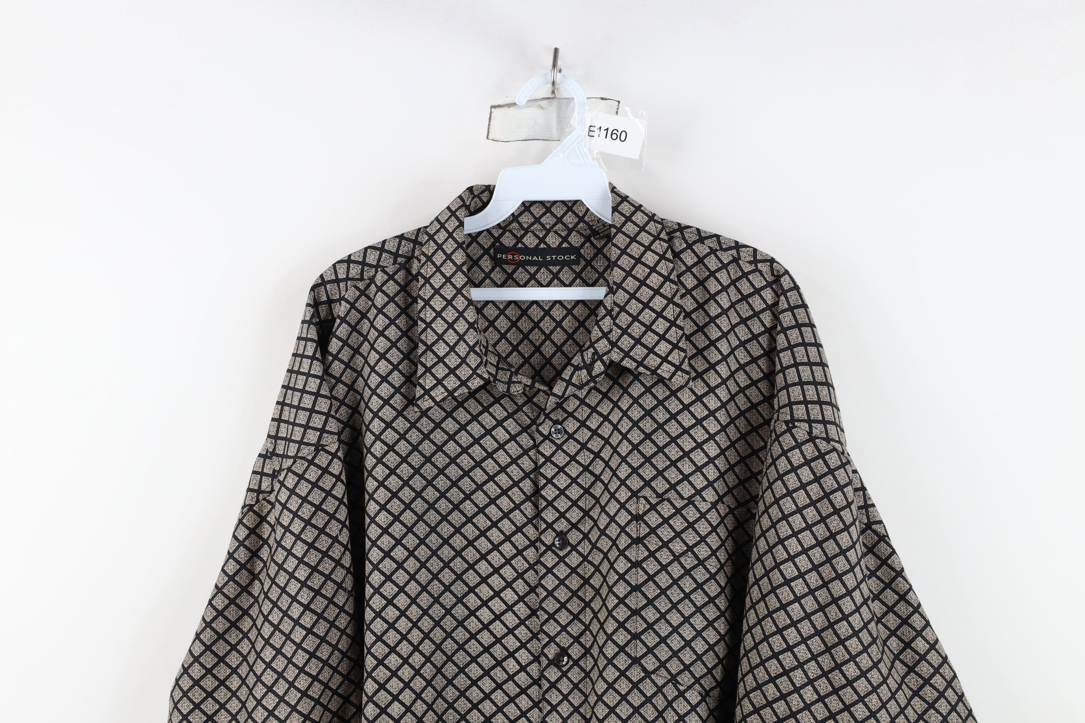 Vintage Vintage 90s Streetwear Diamond Knit Collared Button Shirt Size US XL / EU 56 / 4 - 2 Thumbnail