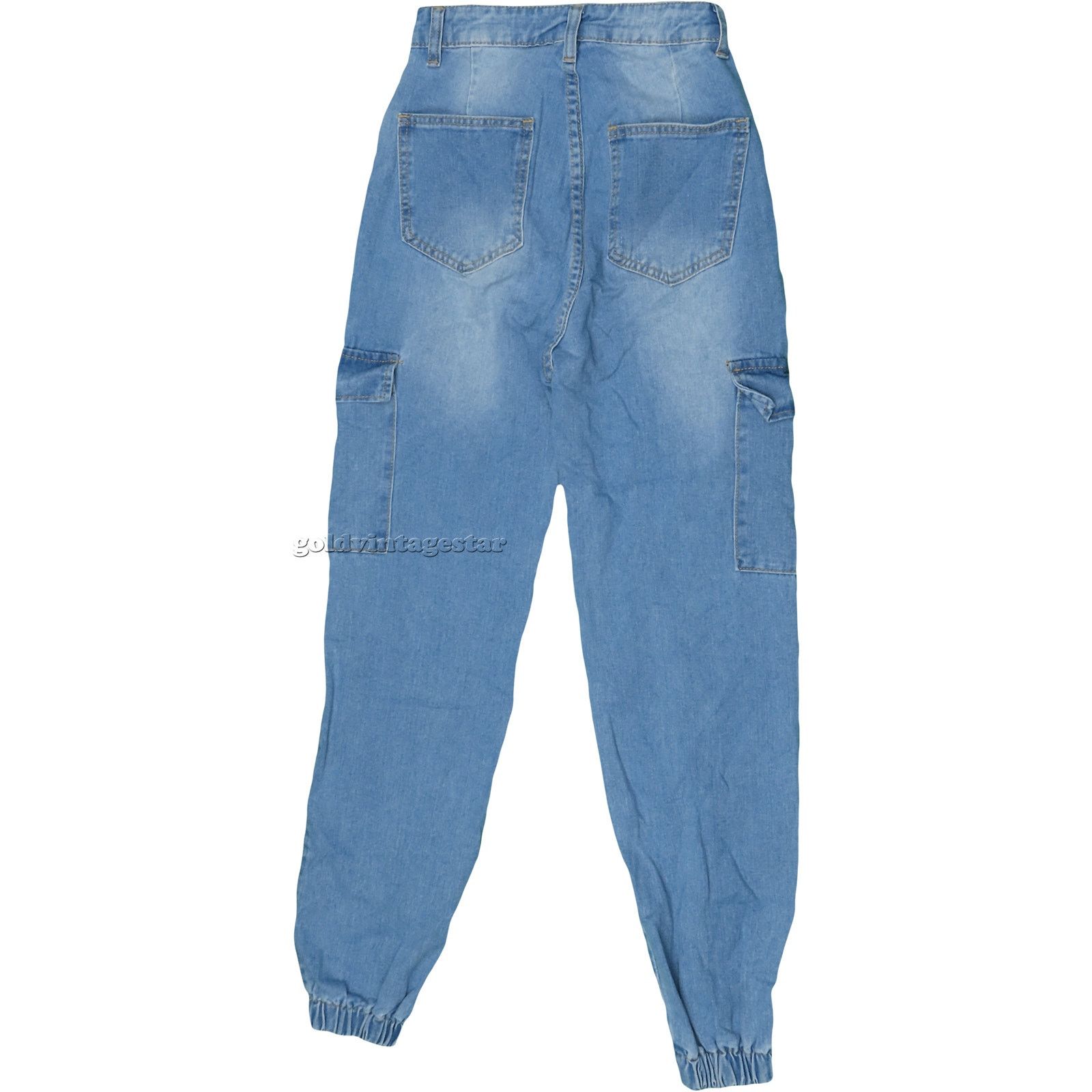 Shein Cargo Light Wash High Rise Cargo Jogger Denim Jeans 24 2 Size 24" / US 00 / IT 34 - 2 Thumbnail