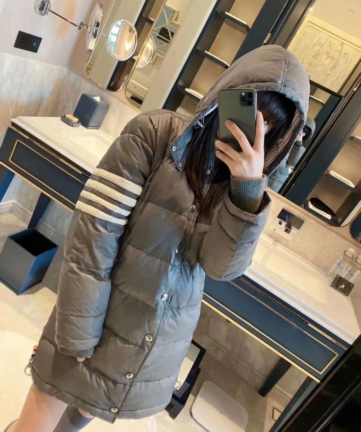 Thom Browne gray long puffer coat size 4 by TB Size US L / EU 52-54 / 3 - 9 Thumbnail