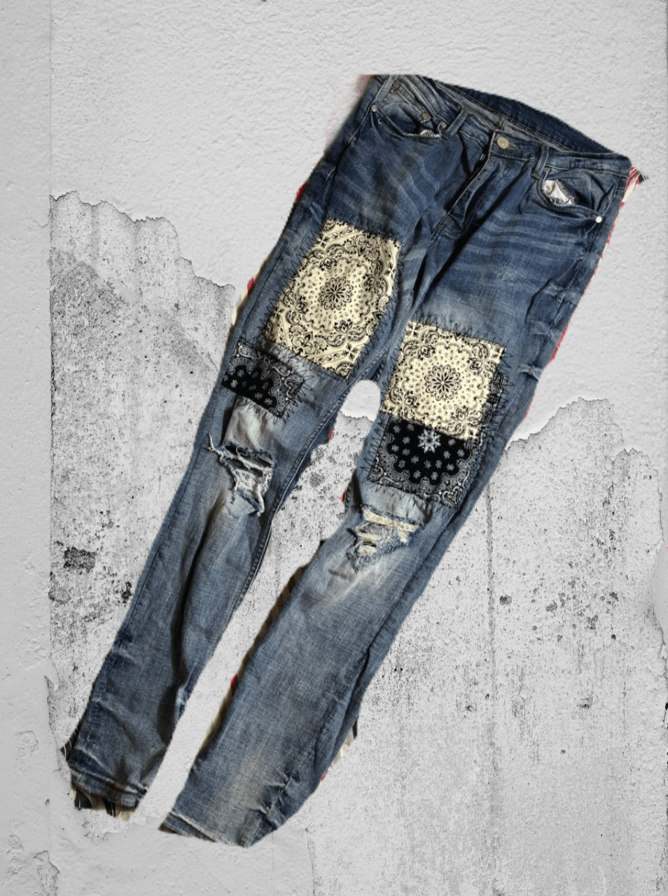 Japanese Brand Dirty Painted Distressed Thrashed Faded Baggy Jeans Y2K Size US 30 / EU 46 - 1 Thumbnail