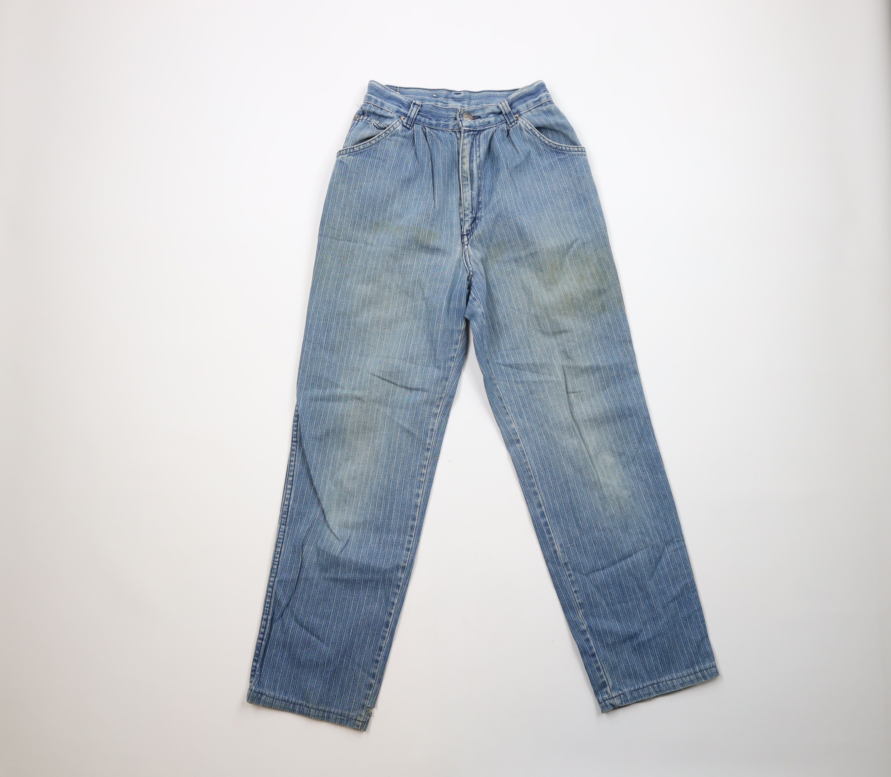 Vintage Vintage 90s Streetwear Striped Pleated Denim Jeans USA Size 28" / US 6 / IT 42 - 1 Thumbnail