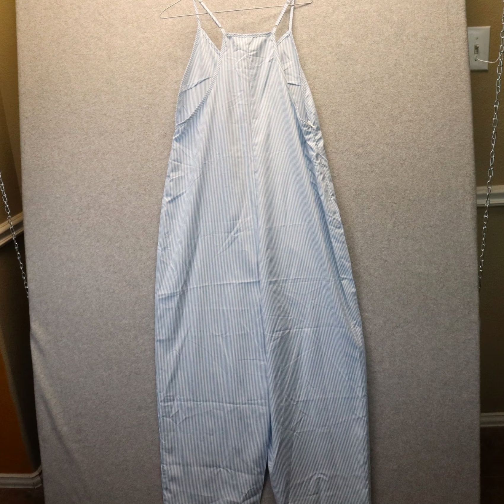 Shein Shein Romper Womens Large One-Piece Sleeveless Blue Striped Stretch Size 36" / US 14 / IT 50 - 3 Thumbnail