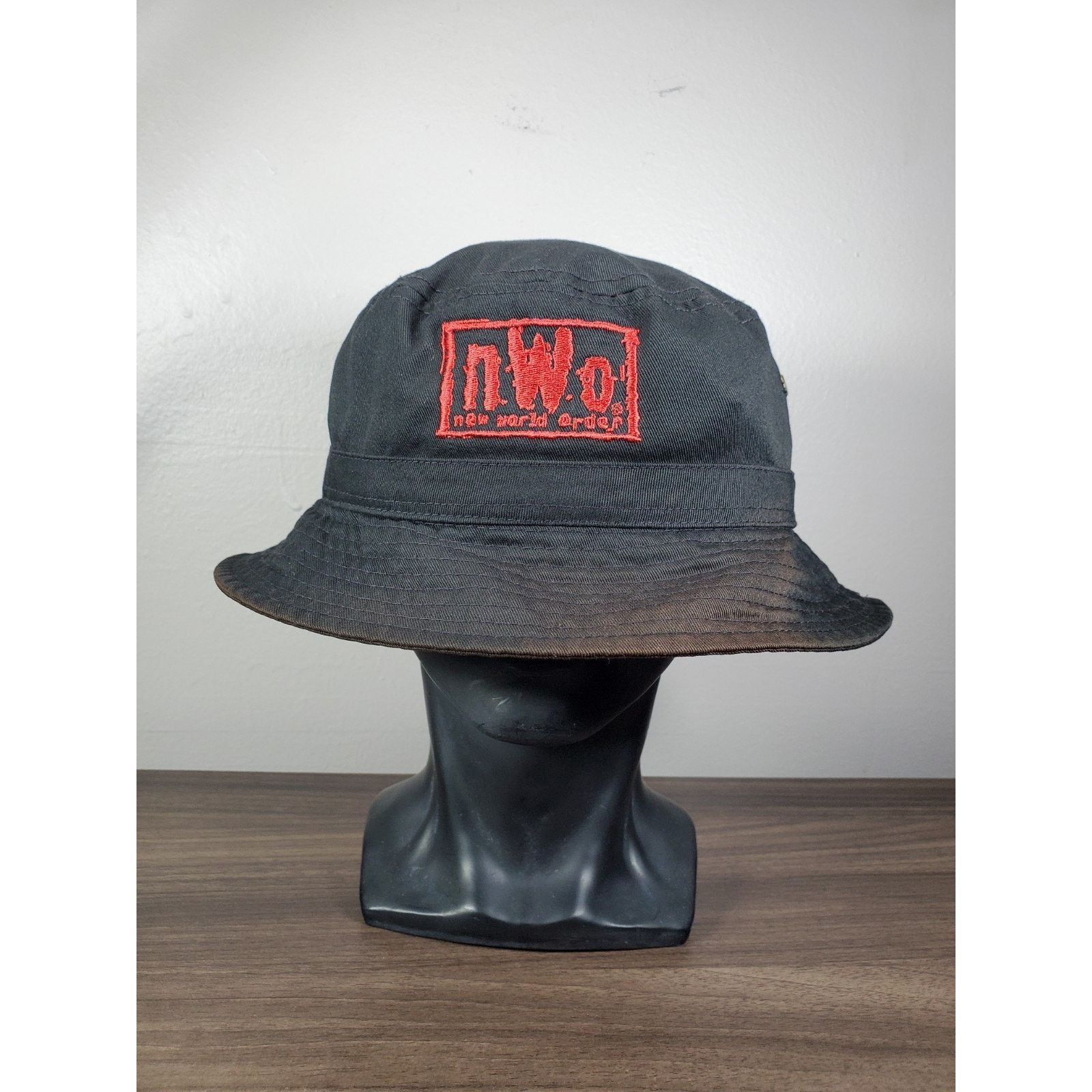Vintage × WWE × WWF NWO New World Order Cap Bucket Hat Fitted Large WCW WWE WWF Size 40 - 3 Thumbnail