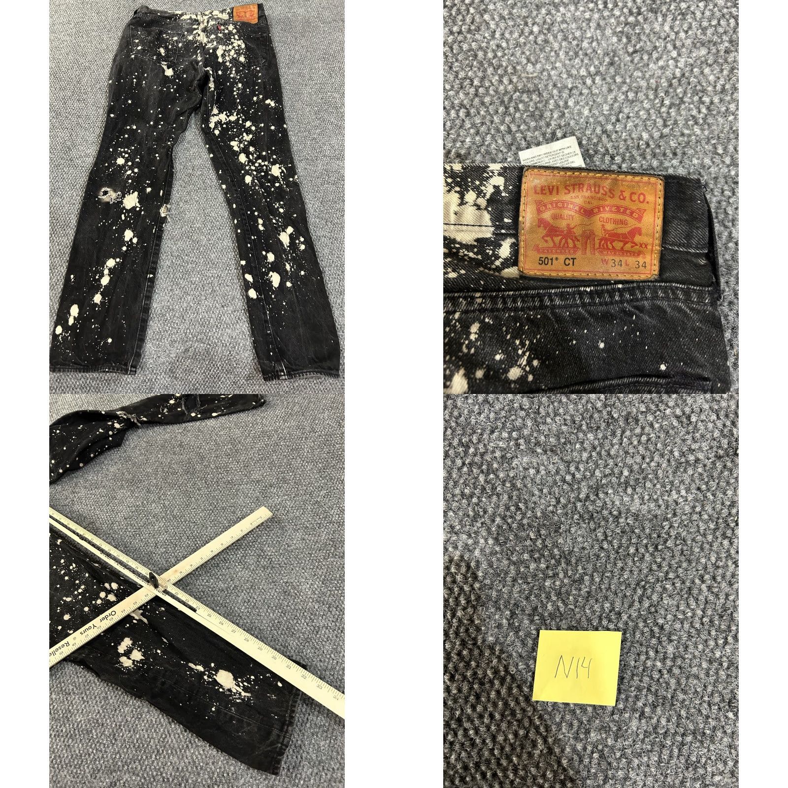 Levi's Levi's 501 Jeans Mens W34 L34 Black Distressed Splatter 5-Pocket Regular Fit Straight Vintage: No (Levi's) Size US 34 / EU 50 - 8 Thumbnail
