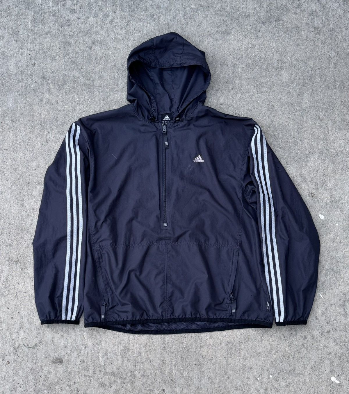 Adidas 2000s Adidas dark grey windbreaker jacket with hood Size US XL / EU 56 / 4 - 1 Thumbnail