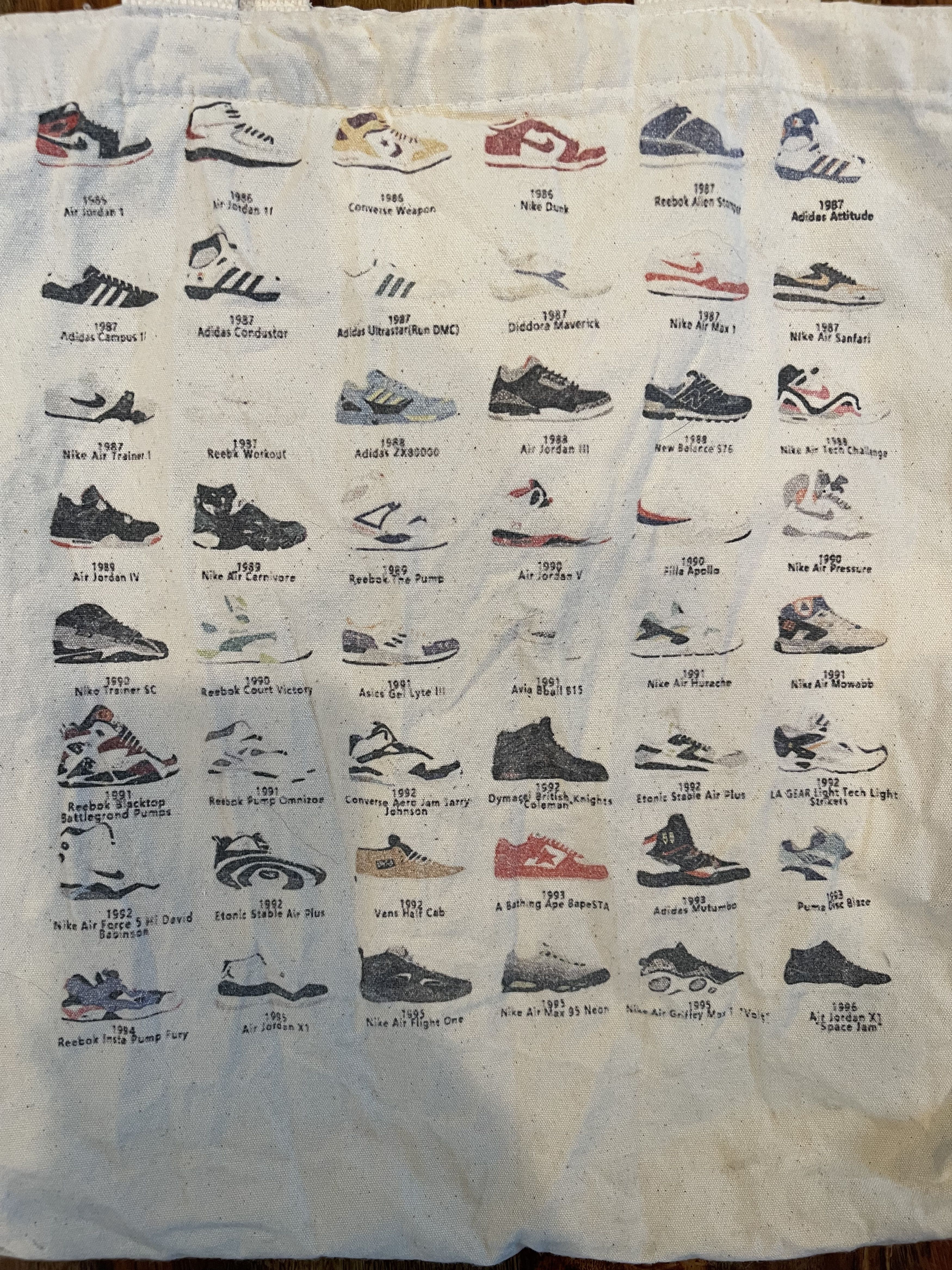 Nike Vintage 90s Visual Compendium of Sneakers Tote Bag Size ONE SIZE - 10 Thumbnail