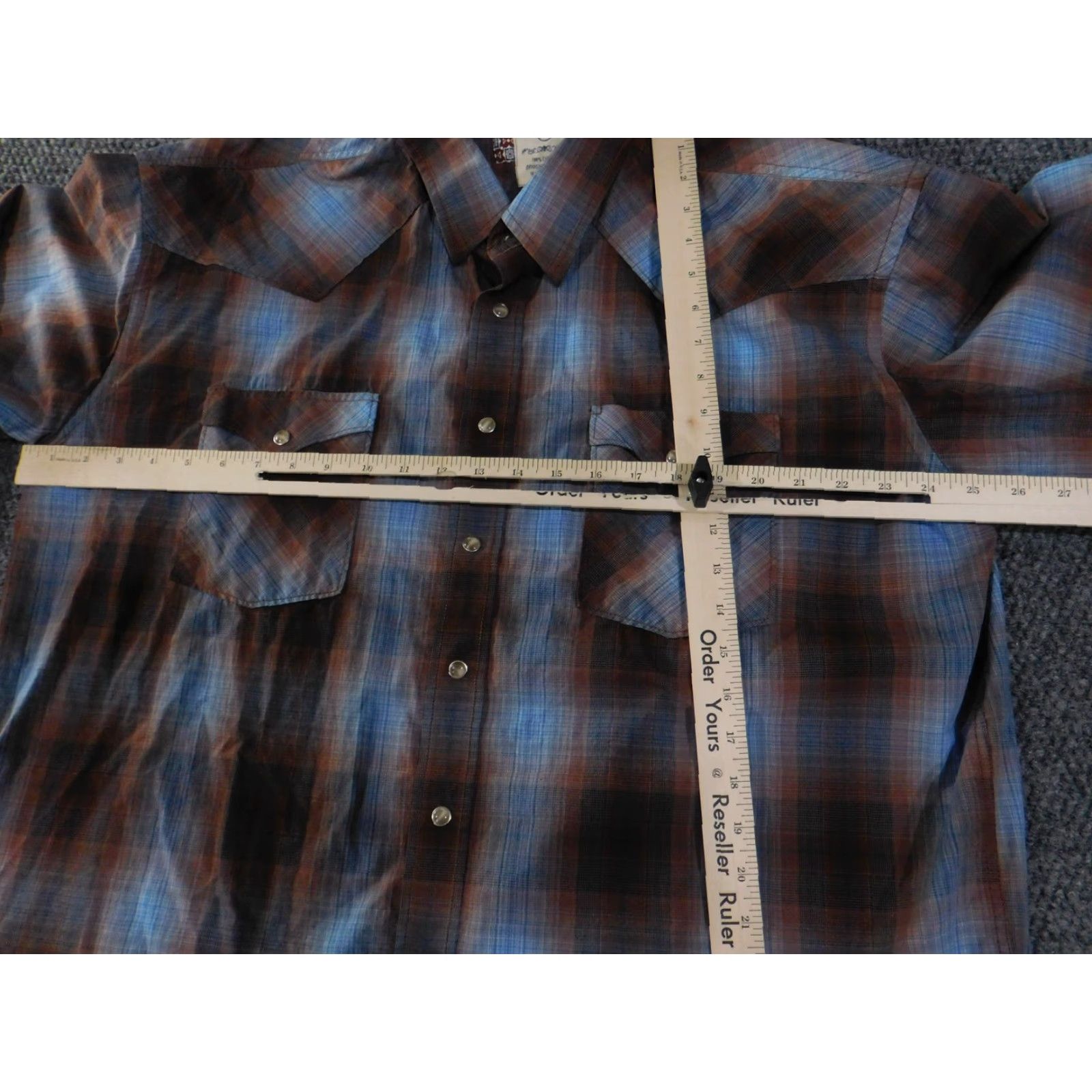 Vintage Panhandle Rough Stock Shirt Mens XL Brown Blue Plaid Pearl Snap Western Rodeo Shirt Size US XL / EU 56 / 4 - 5 Thumbnail