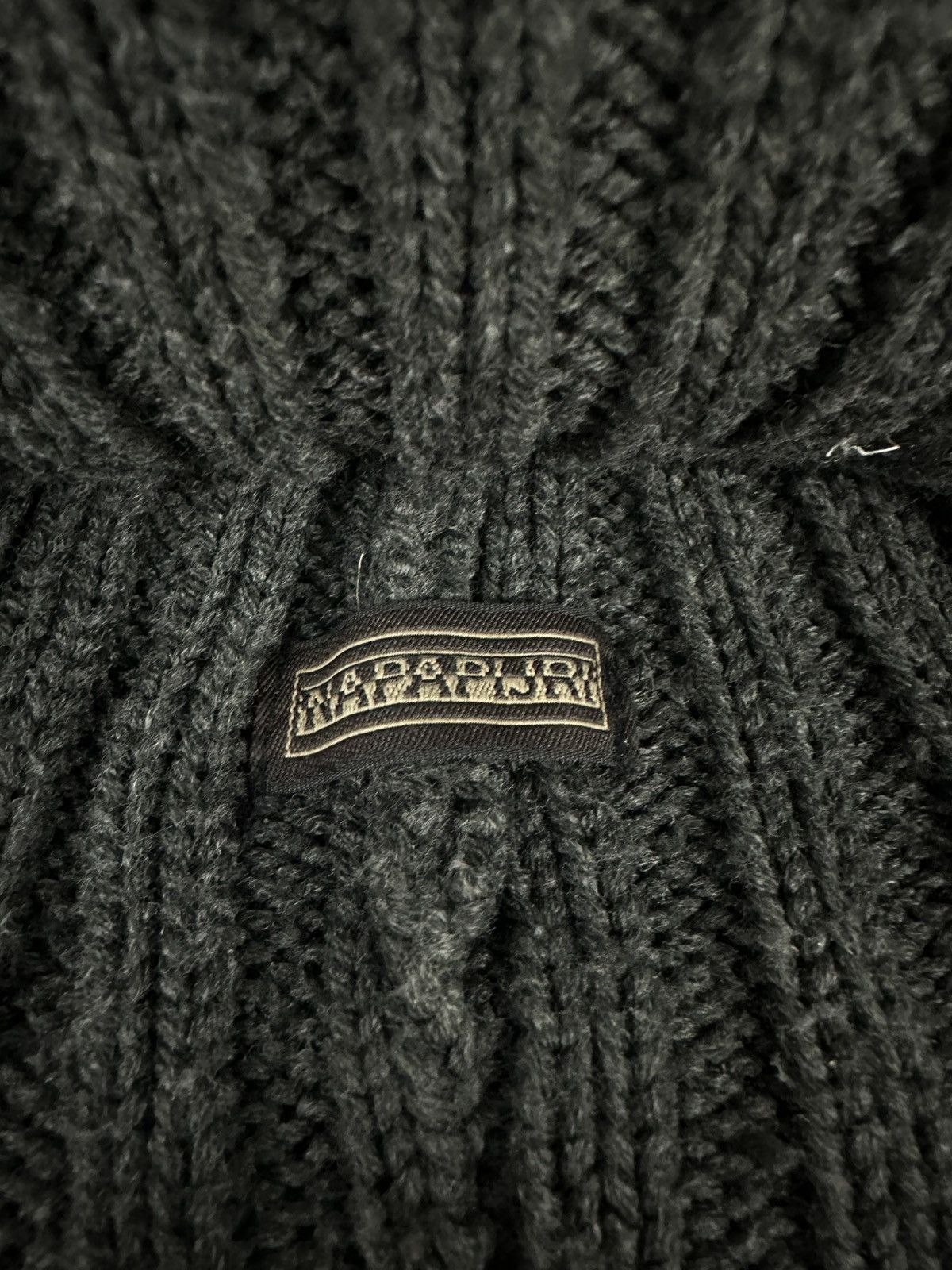 Napapijri Napapijri Vintage Knit Beanie Dark Grey Ribbed Logo Cuff Size ONE SIZE - 3 Thumbnail