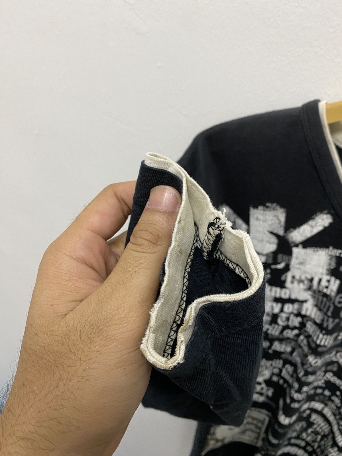 If Six Was Nine Distressed Japanese Design Skull Cross Poem Punk Style Tee Size US M / EU 48-50 / 2 - 8 Thumbnail