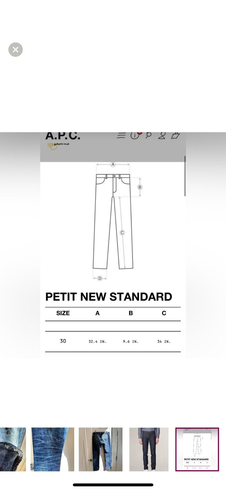 A.P.C. Broken in APC selvedge raw denim (30) Size US 30 / EU 46 - 9 Thumbnail