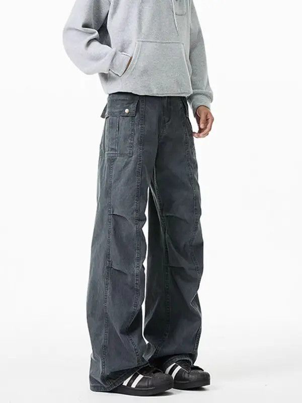 Jean Aged Grey Workwear Pleated Casual Pants Size US 32 / EU 48 - 2 Thumbnail