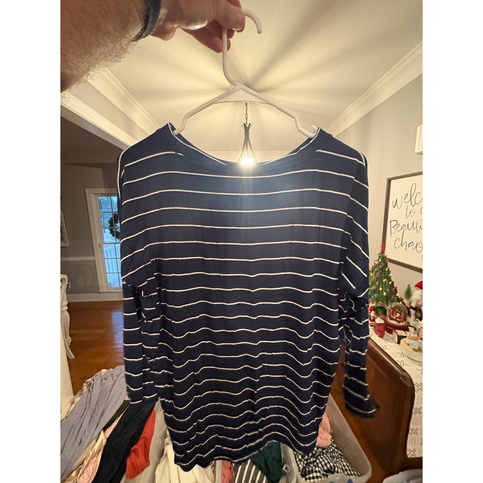 Loft LOFT Outlet Navy Striped Long Sleeve Top Women’s XS Size XS / US 0-2 / IT 36-38 - 2 Thumbnail