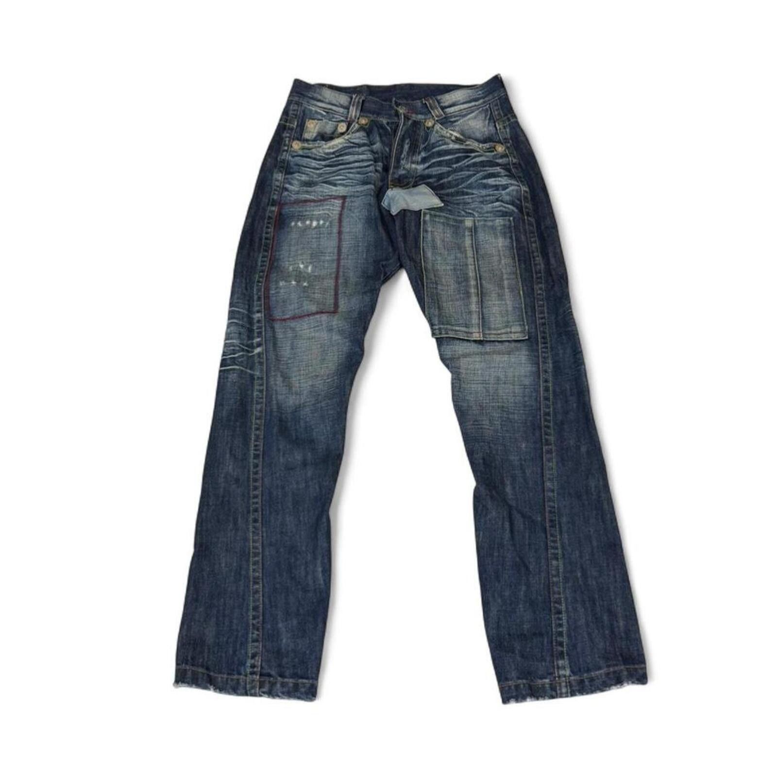 True Religion One Hundred Percent Denim blue jeans unique design Size US 31 - 1 Thumbnail